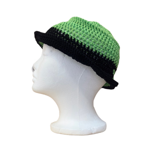 Crochet Black and Neon Nylon Thread Sailor Beanie (XS)