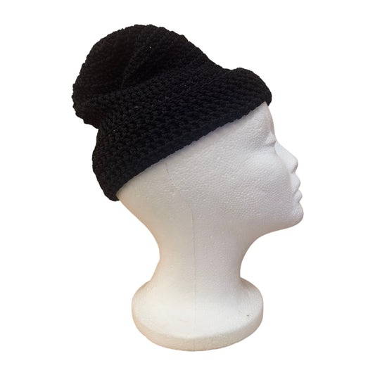 Crochet Black Nylon Thread Beanie (OS)